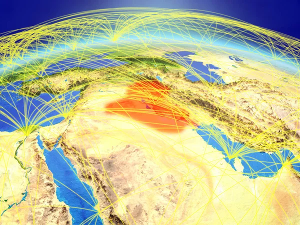 Iraq Sul Pianeta Terra Con Una Rete Internazionale Che Rappresenta — Foto Stock