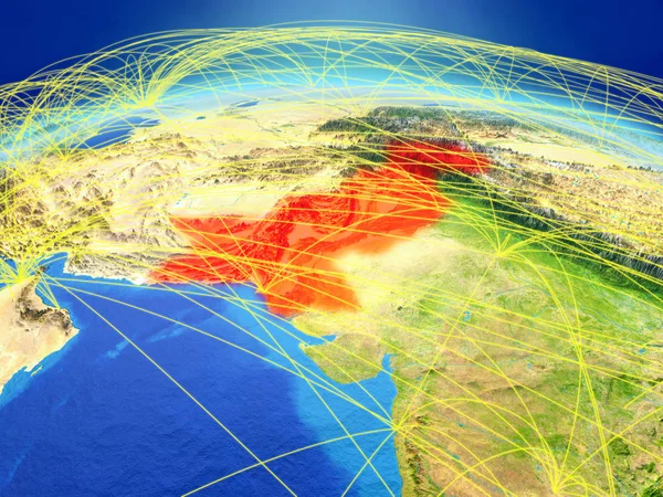 地球上的巴基斯坦拥有代表通信 旅行和连接的国际网络 美国宇航局提供的这张图片的元素 — 图库照片