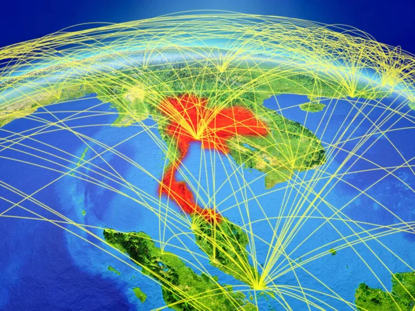 国際的なネットワーク通信 旅行および接続を表す地球のタイ イラスト Nasa から提供されたこのイメージの要素 — ストック写真