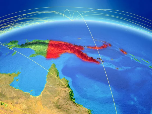 Папуа Новая Гвинея Планете Земля Международной Сетью Представляющей Связь Путешествия — стоковое фото