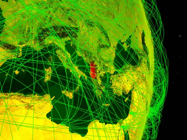 Albánia Digitális Földön Hálózattal Kapcsolat Utazás Kommunikáció Fogalma Illusztráció Kép — Stock Fotó