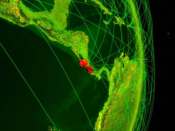 哥斯达黎加在数字行星地球与网络 旅行和通信的概念 美国宇航局提供的这张图片的元素 — 图库照片