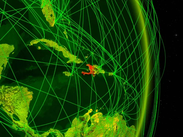 海地在数字地球上的网络 旅行和通信的概念 美国宇航局提供的这张图片的元素 — 图库照片