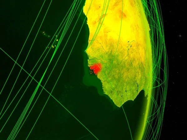 几内亚比绍在数字地球上的网络 旅行和通信的概念 美国宇航局提供的这张图片的元素 — 图库照片
