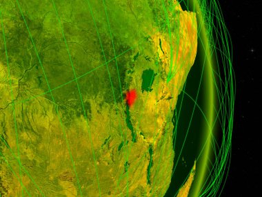 Burundi dijital Planet Earth ile ağ. Bağlantı, seyahat ve iletişim kavramı. 3D çizim. Nasa tarafından döşenmiş bu görüntü unsurları.