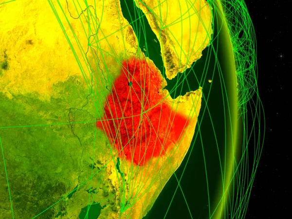 Etiopía Planeta Digital Tierra Con Red Concepto Conectividad Viajes Comunicación —  Fotos de Stock