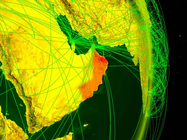 Omán Planeta Digital Tierra Con Red Concepto Conectividad Viajes Comunicación —  Fotos de Stock