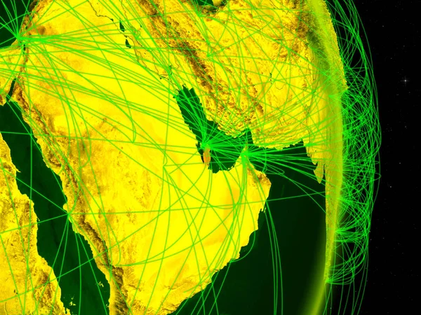 Digitális Föld Hálózat Katar Kapcsolat Utazás Kommunikáció Fogalma Illusztráció Kép — Stock Fotó