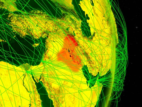 伊拉克在数字地球上的网络 旅行和通信的概念 美国宇航局提供的这张图片的元素 — 图库照片