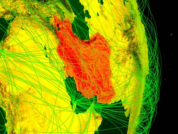 Irán Planeta Digital Tierra Con Red Concepto Conectividad Viajes Comunicación —  Fotos de Stock