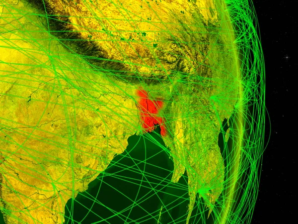 Bangladesh Planeta Digital Tierra Con Red Concepto Conectividad Viajes Comunicación — Foto de Stock