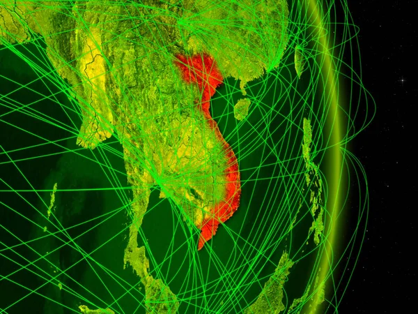 Vietname Planeta Digital Terra Com Rede Conceito Conectividade Viagens Comunicação — Fotografia de Stock