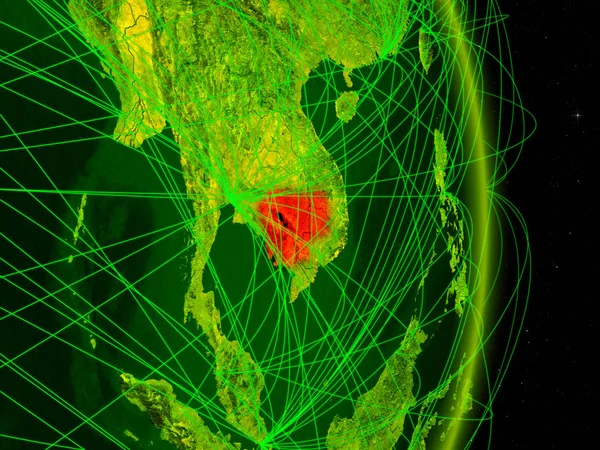 Camboja Planeta Digital Terra Com Rede Conceito Conectividade Viagens Comunicação — Fotografia de Stock