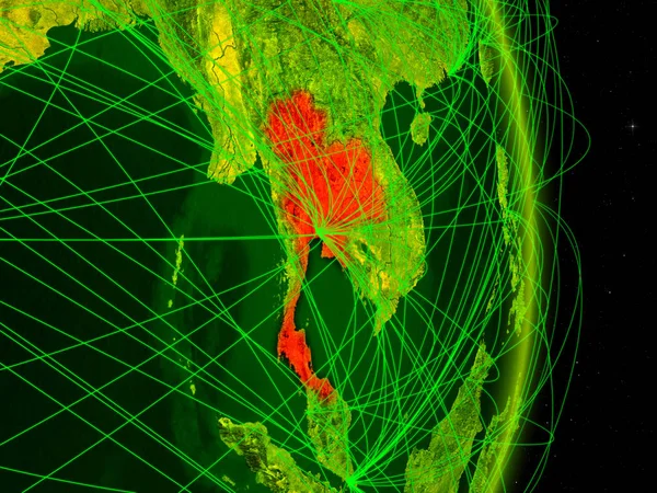 Tailandia Planeta Digital Tierra Con Red Concepto Conectividad Viajes Comunicación — Foto de Stock