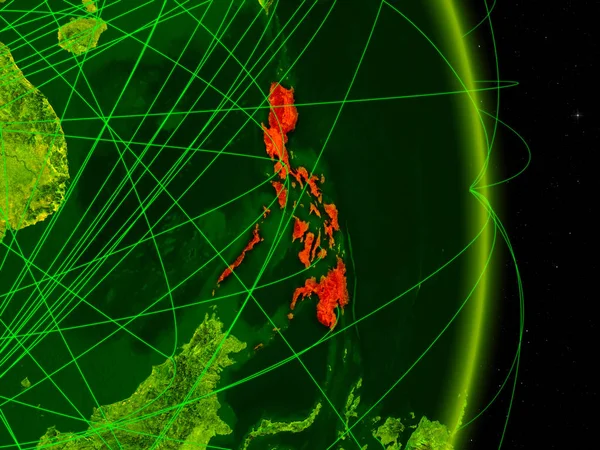 デジタル地球ネットワーク上のフィリピン 旅行およびコミュニケーションの概念 イラスト Nasa から提供されたこのイメージの要素 — ストック写真
