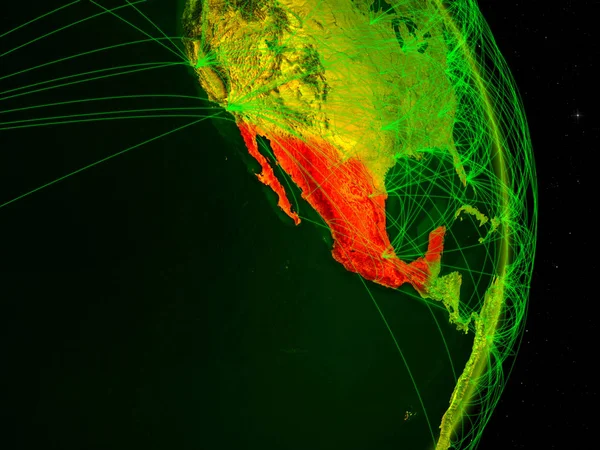 Mexique Sur Planète Numérique Terre Avec Réseau Concept Connectivité Voyage — Photo