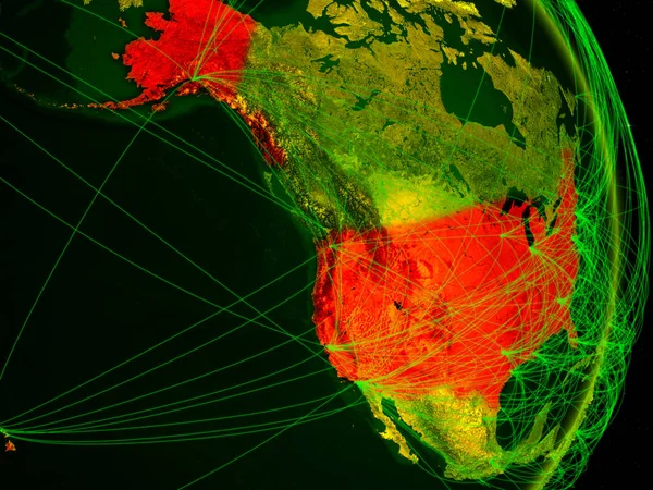 Usa Digital Planet Jorden Med Nettverk Konsept Forbindelse Reise Kommunikasjon – stockfoto