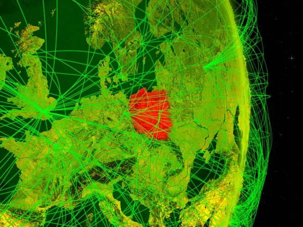 Πολωνία Στον Ψηφιακό Πλανήτη Δίκτυο Έννοια Της Συνδεσιμότητας Ταξίδια Και — Φωτογραφία Αρχείου
