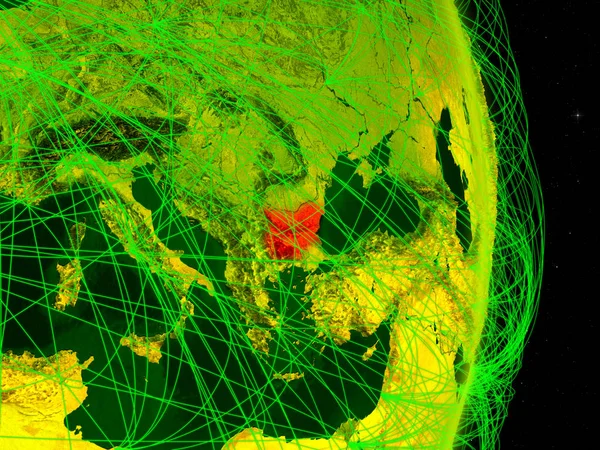 Bulgária Planeta Digital Terra Com Rede Conceito Conectividade Viagens Comunicação — Fotografia de Stock
