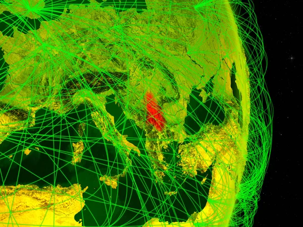 Sérvia Planeta Digital Terra Com Rede Conceito Conectividade Viagens Comunicação — Fotografia de Stock