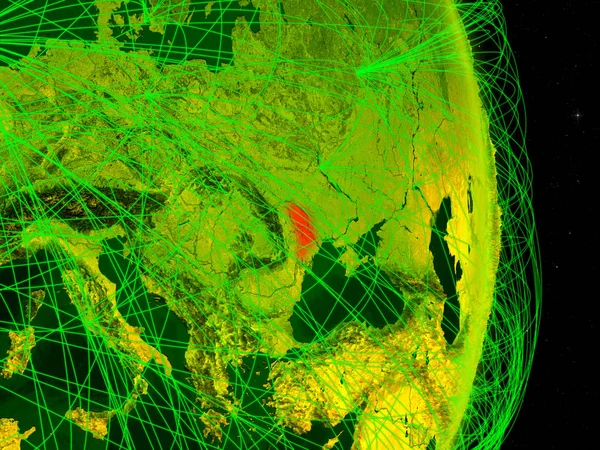 Moldávia Planeta Digital Terra Com Rede Conceito Conectividade Viagens Comunicação — Fotografia de Stock