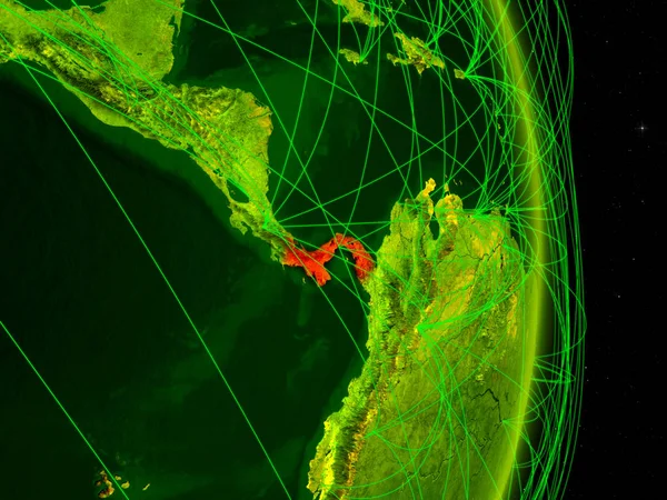 Panama Sur Planète Numérique Terre Avec Réseau Concept Connectivité Voyage — Photo