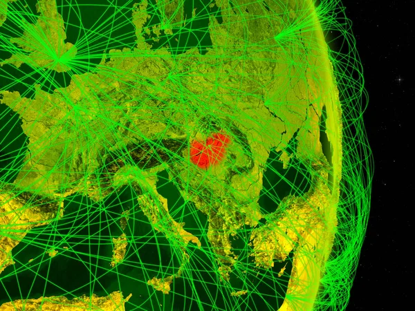 Hongarije Digitale Planeet Aarde Met Netwerk Concept Van Connectiviteit Reizen — Stockfoto