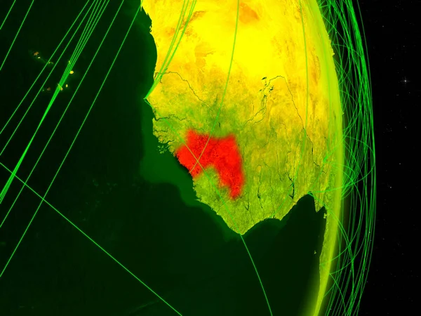 Guinea Planeta Digital Tierra Con Red Concepto Conectividad Viajes Comunicación —  Fotos de Stock