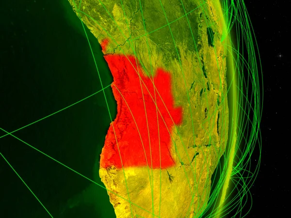 Angola Sul Pianeta Digitale Terra Con Rete Concetto Connettività Viaggio — Foto Stock