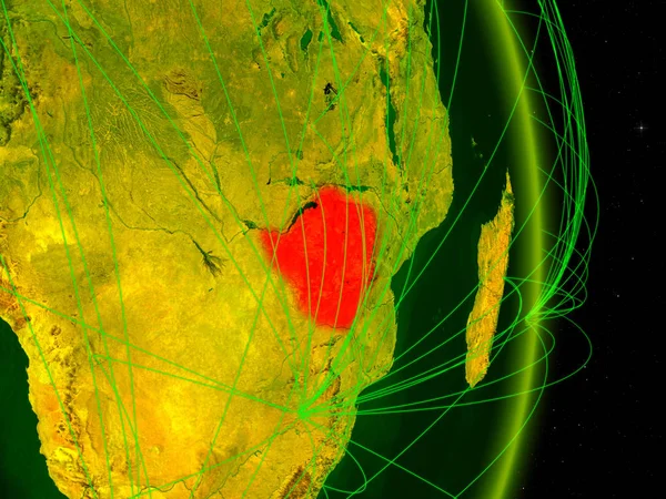 Zimbabue Planeta Digital Tierra Con Red Concepto Conectividad Viajes Comunicación —  Fotos de Stock