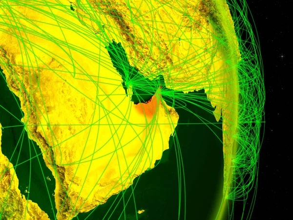 デジタル地球ネットワーク上アラブ首長国連邦 旅行およびコミュニケーションの概念 イラスト Nasa から提供されたこのイメージの要素 — ストック写真