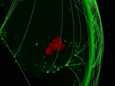 Burkina Faso yeşil Planet Earth ile ağ. Bağlantı, seyahat ve iletişim kavramı. 3D çizim. Nasa tarafından döşenmiş bu görüntü unsurları.