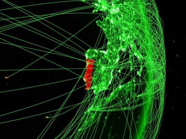 Portugal Sur Planète Verte Terre Avec Réseau Concept Connectivité Voyage — Photo