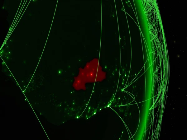 ブルキナファソ緑地球ネットワーク上 旅行およびコミュニケーションの概念 イラスト Nasa から提供されたこのイメージの要素 — ストック写真