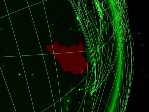 Soudan Sud Sur Planète Verte Terre Avec Réseau Concept Connectivité — Photo