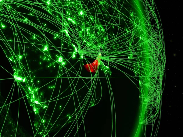 Vereinte Arabische Emirate Auf Dem Grünen Planeten Erde Mit Netzwerk — Stockfoto