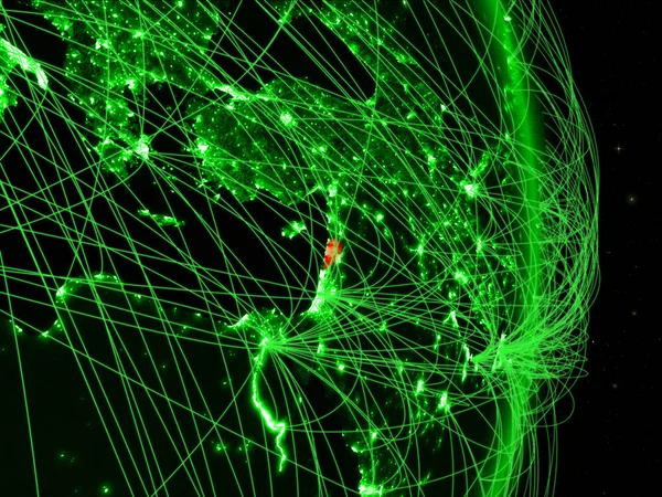 Auf Dem Grünen Planeten Erde Mit Netzwerk Konzept Von Konnektivität — Stockfoto