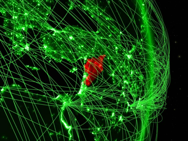 Syrie Sur Planète Verte Terre Avec Réseau Concept Connectivité Voyage — Photo