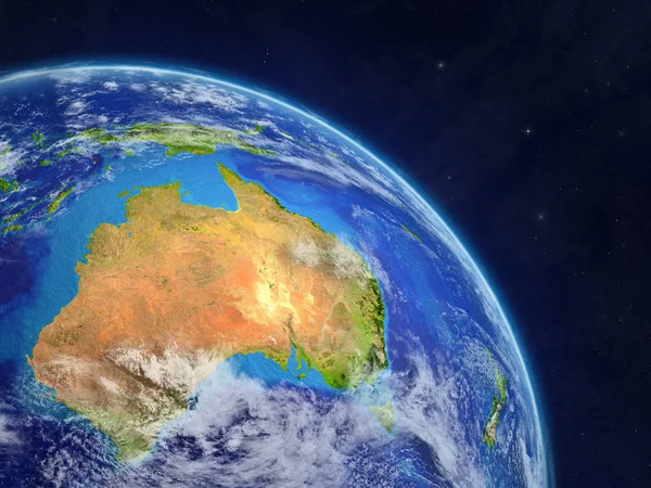 Australia from space. Planet Earth with extremely high detail of planet surface and clouds. 3D illustration. Elements of this image furnished by NASA.