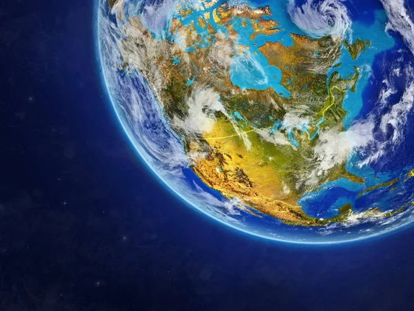 Nordamerika Planeten Jorden Från Rymden Med Landsgränser Mycket Fin Detalj — Stockfoto