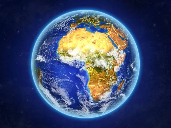 Ekvatorialguinea Från Rymden Planetjorden Med Landsgränser Och Extremt Hög Detalj — Stockfoto