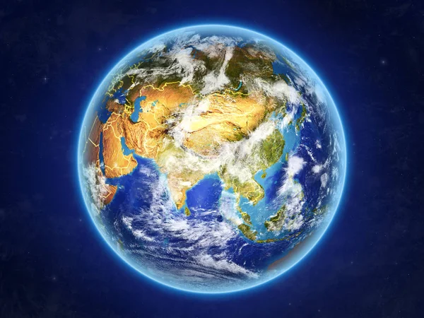 Bhután Űrből Föld Bolygó Országhatárok Rendkívül Nagy Részletességgel Bolygó Felszínén — Stock Fotó