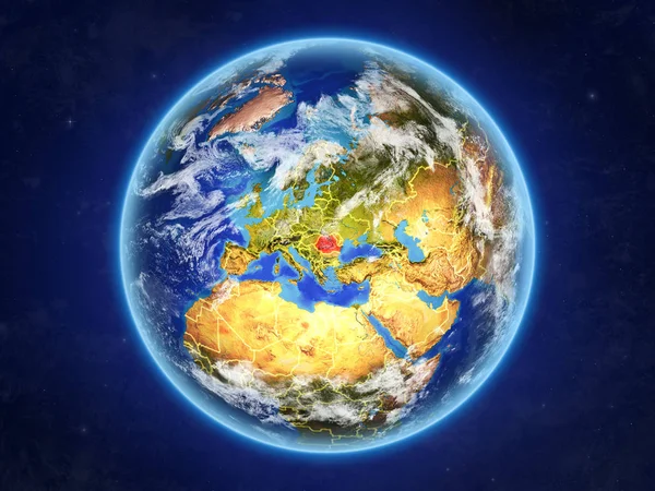 Romênia Espaço Planeta Terra Com Fronteiras País Detalhes Extremamente Elevados — Fotografia de Stock