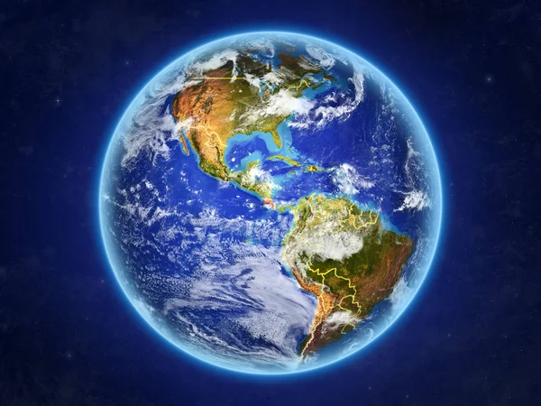 Kostaryka Kosmosu Planeta Ziemia Granic Kraju Bardzo Wysokiej Szczegółowo Powierzchni — Zdjęcie stockowe