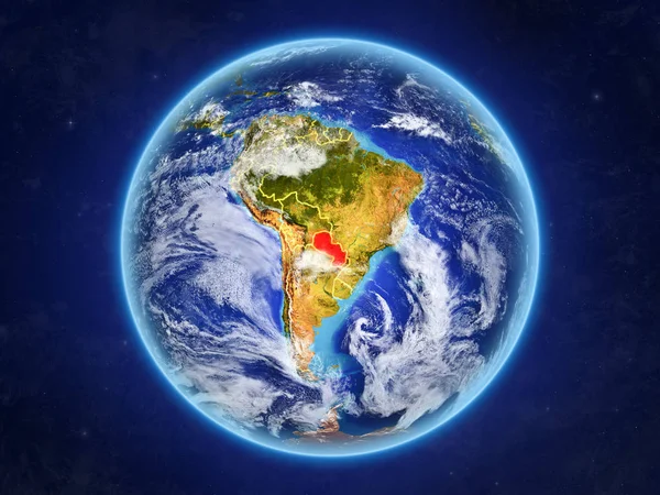 Paraguai Espaço Planeta Terra Com Fronteiras País Detalhes Extremamente Elevados — Fotografia de Stock