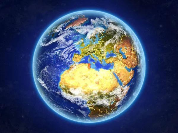 Tunesië Vanuit Ruimte Planeet Aarde Met Landsgrenzen Extreem Hoge Detail — Stockfoto