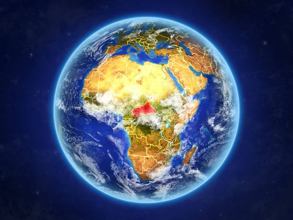 来自太空的中部非洲 地球与国家边界和行星表面和云层的高度细节 美国宇航局提供的这张图片的元素 — 图库照片