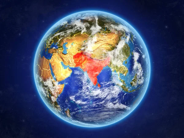 Södra Asien Från Rymden Planetjorden Med Landsgränser Och Extremt Hög — Stockfoto