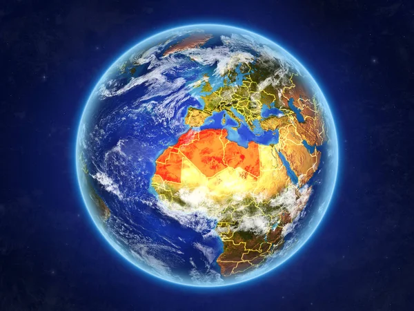 Regionu Maghrebu Kosmosu Planeta Ziemia Granic Kraju Bardzo Wysokiej Szczegółowo — Zdjęcie stockowe