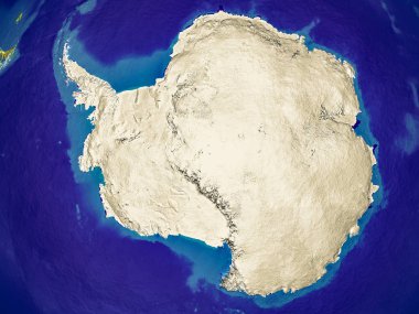 Antarktika ülke sınırları ve uluslararası iletişim, seyahat, bağlantıları temsil eden satırları ile dünyanın uzaydan. 3D çizim. Nasa tarafından döşenmiş bu görüntü unsurları.